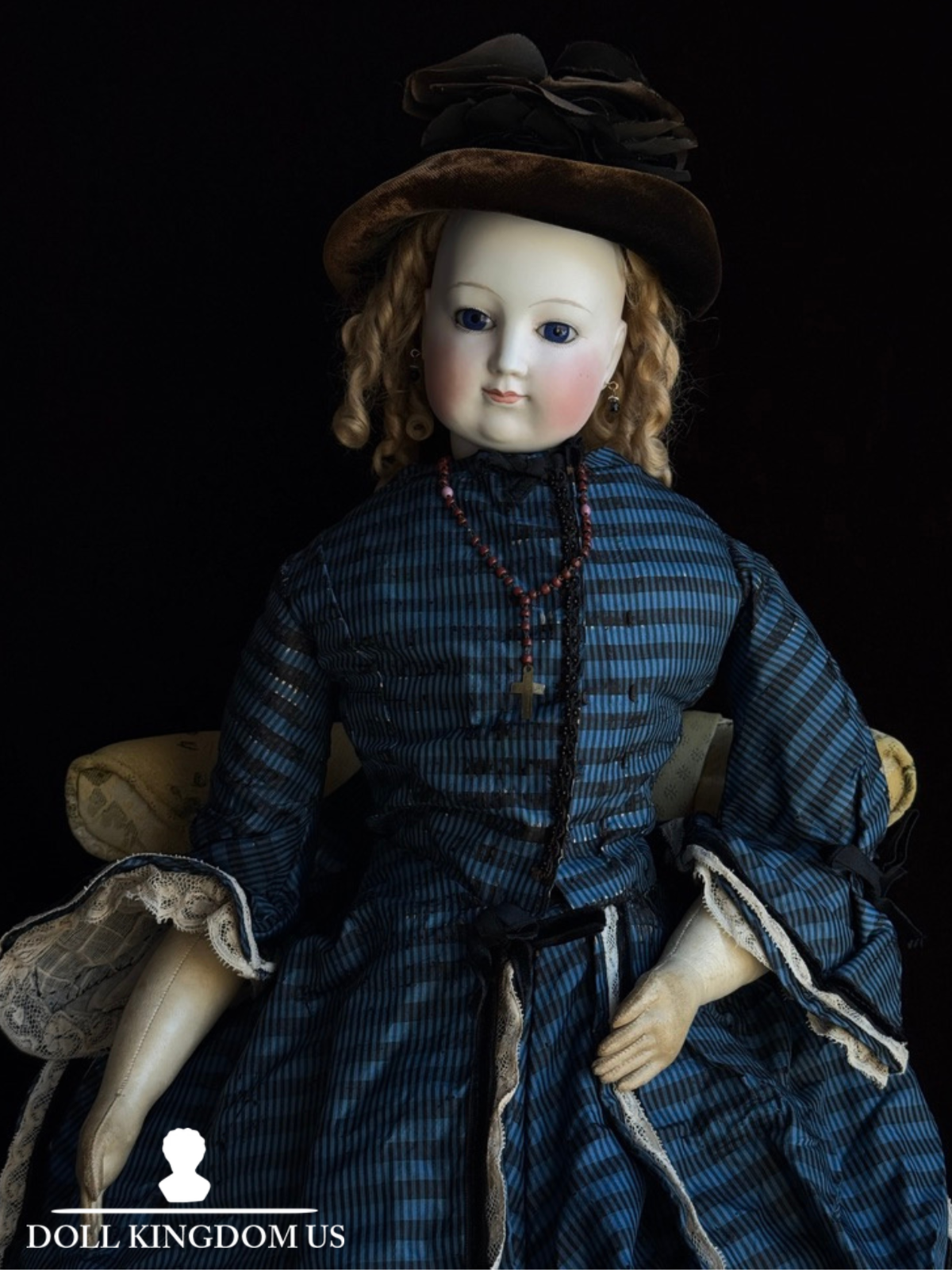 Grand Size Antique French Eugene Barrois (?) Bisque Head Fashion Poupee Doll