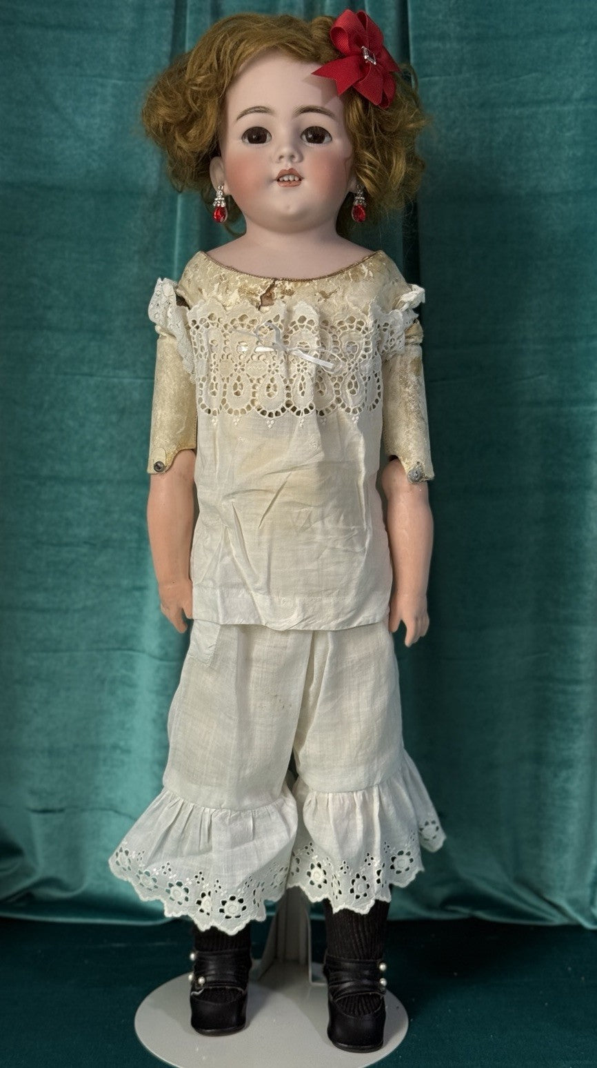Antique German Simon Halbig  1250 Dainty Dorothy Kid Leather  Body 27” Doll