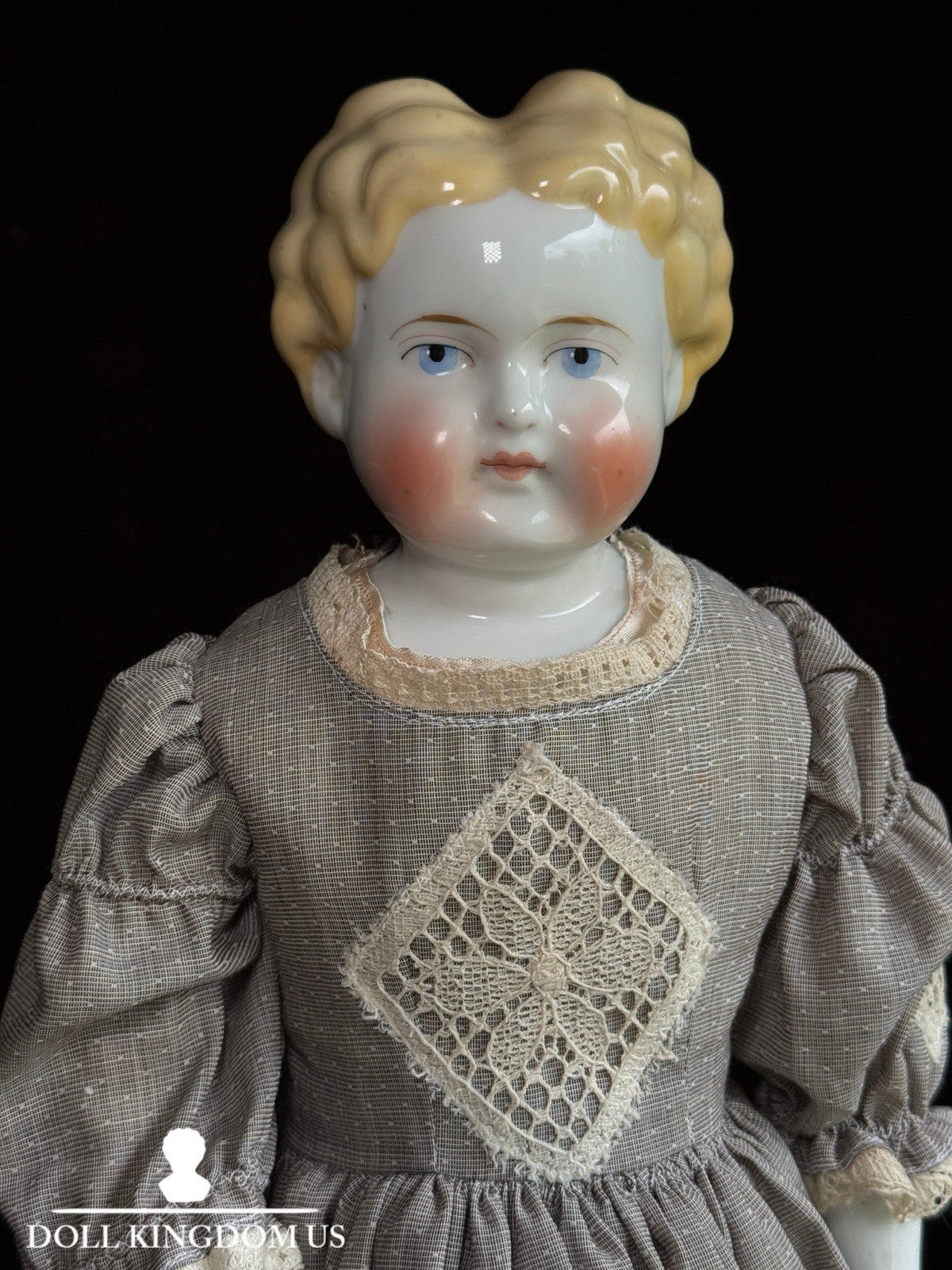 Antique German 21” Highbrow Blonde China Doll
