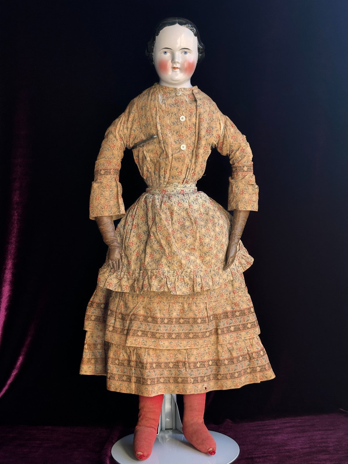 Large Antique German 26.5” Kestner Flat Top China Shoulder Head Doll