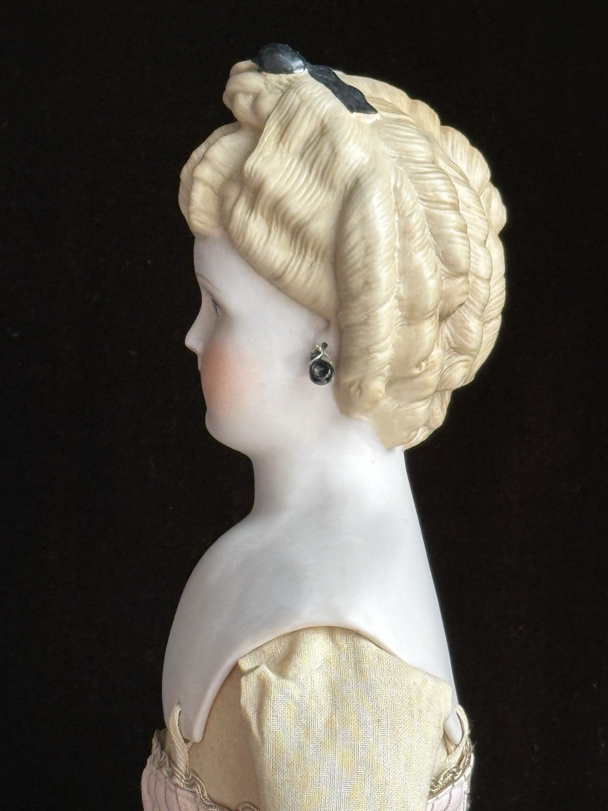 Vintage Porcelain 21.5” Signed Emma Clear Parian China Doll Pierced Ears