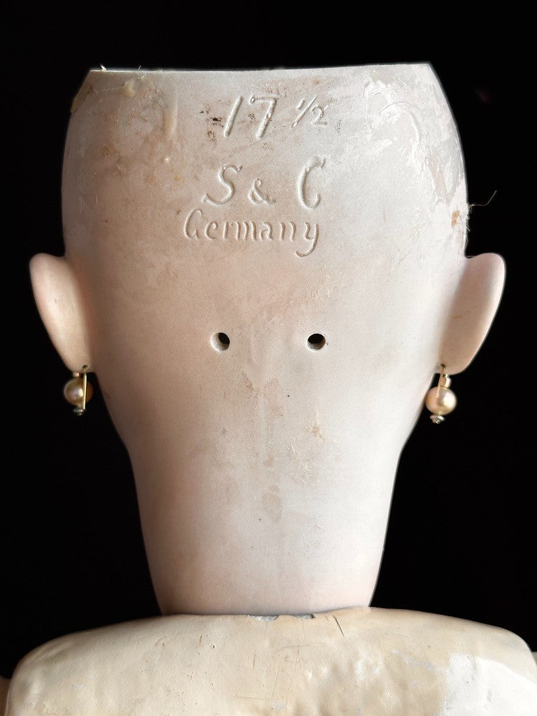 Huge Antique German 36" Franz Schmidt 85 Bisque Head Doll