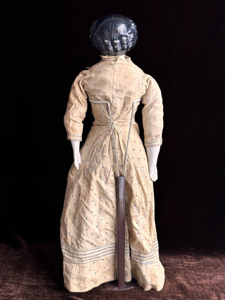 Antique German 19” Flat Top Highbrow China Shoulder Head Doll