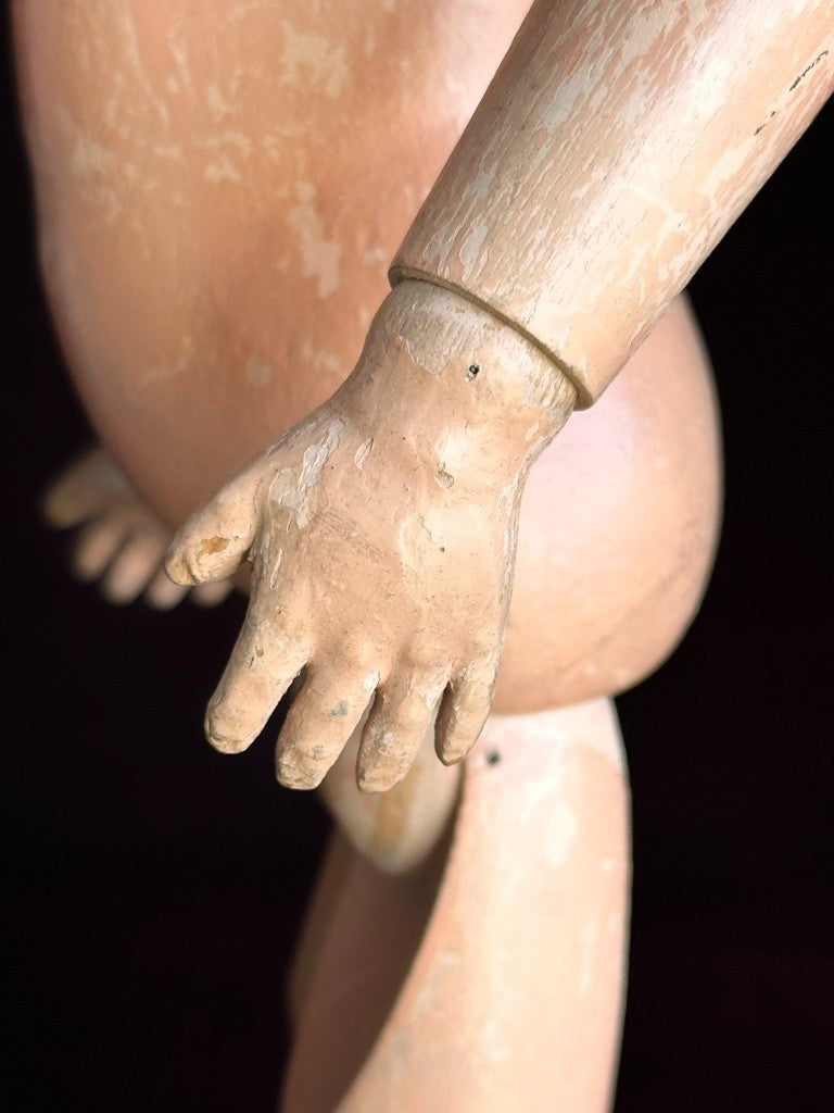 Antique American 16” Schoenhut 204 Series Wooden Boy Doll Carved Hair