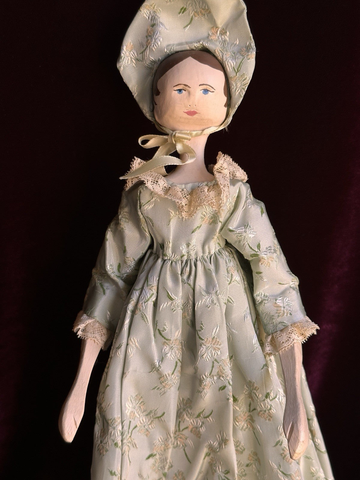 Hand-Carved 16.5” Peg-Jointed Grodnertal Style Wooden Reproduction Doll