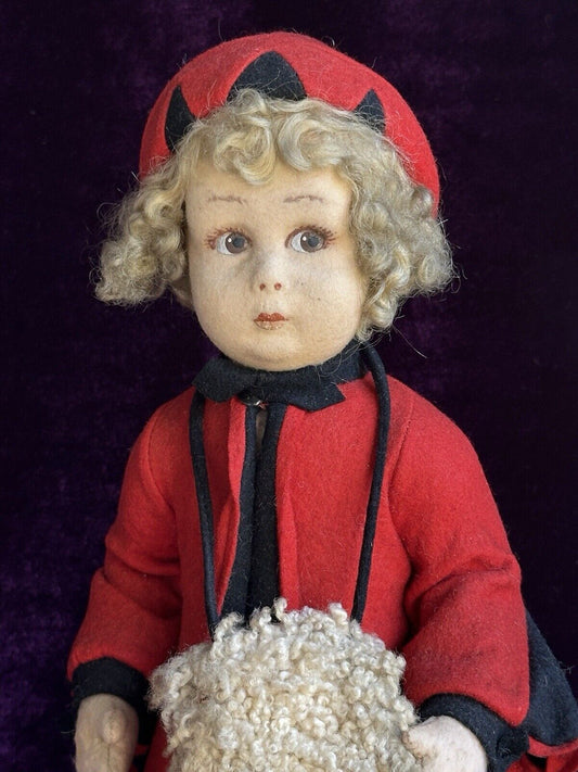 Vintage Italian All Original 12” Lenci 111 Series Felt Cloth Doll