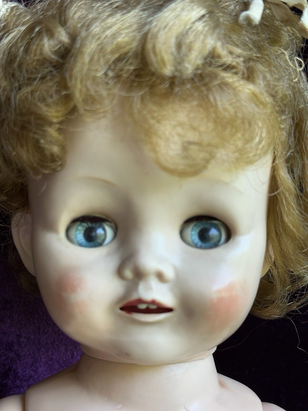 Vintage Plastic 16” Pedigree Made in England Flirty Eyes Toddler Doll