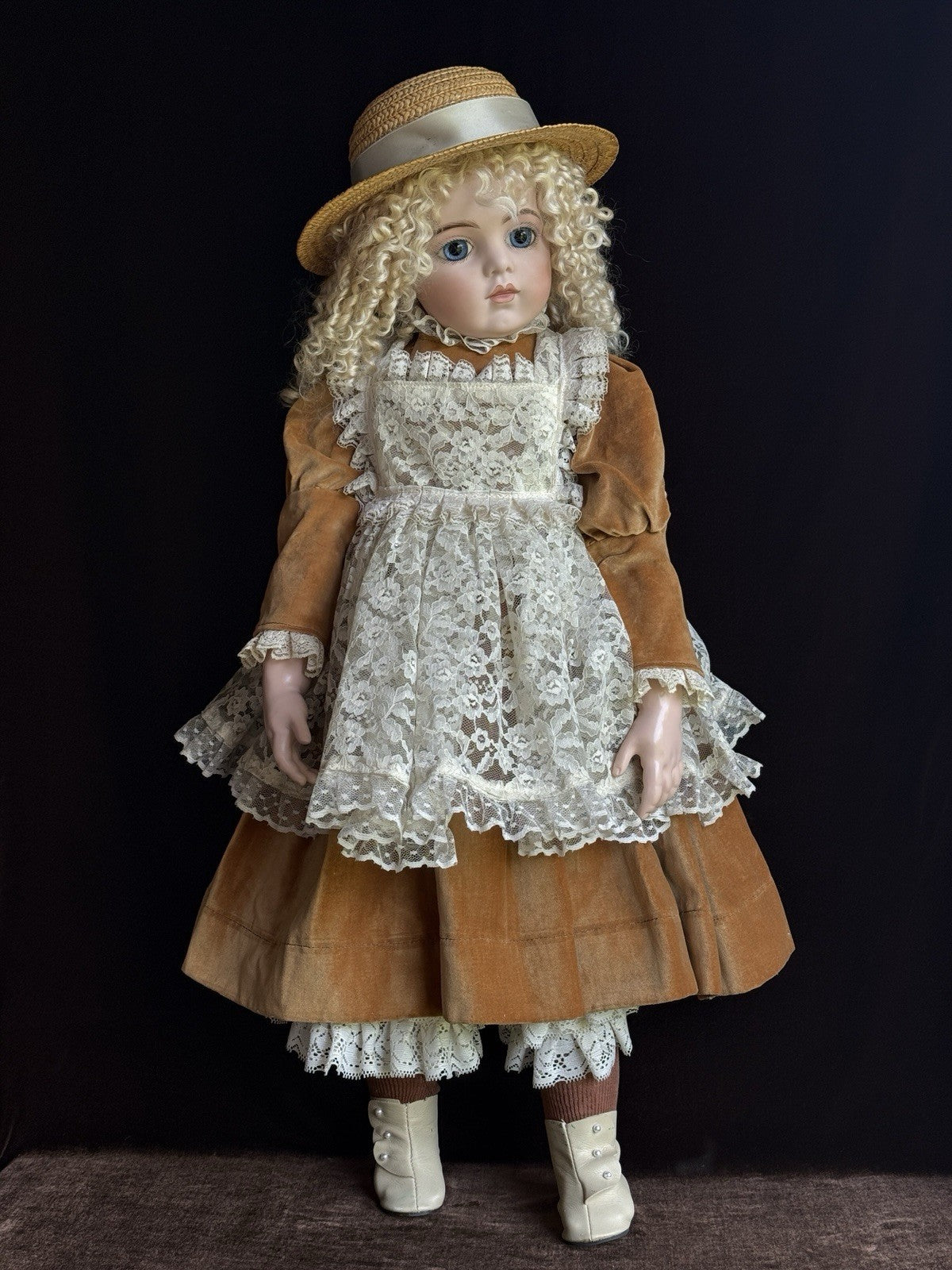 Large Porcelain Composition 29” Reproduction of Antique French Bru Jne Doll