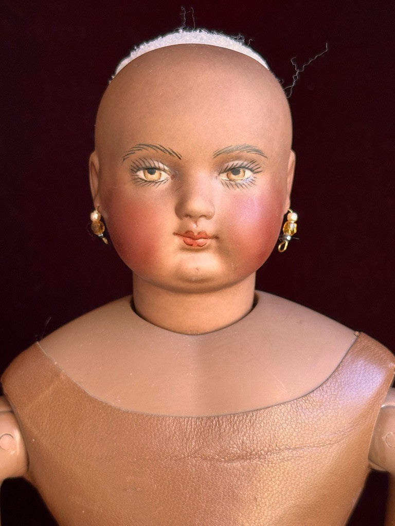 Rare 15” Dark Complexion Porcelain Repro of Antique French Huret Fashion Doll