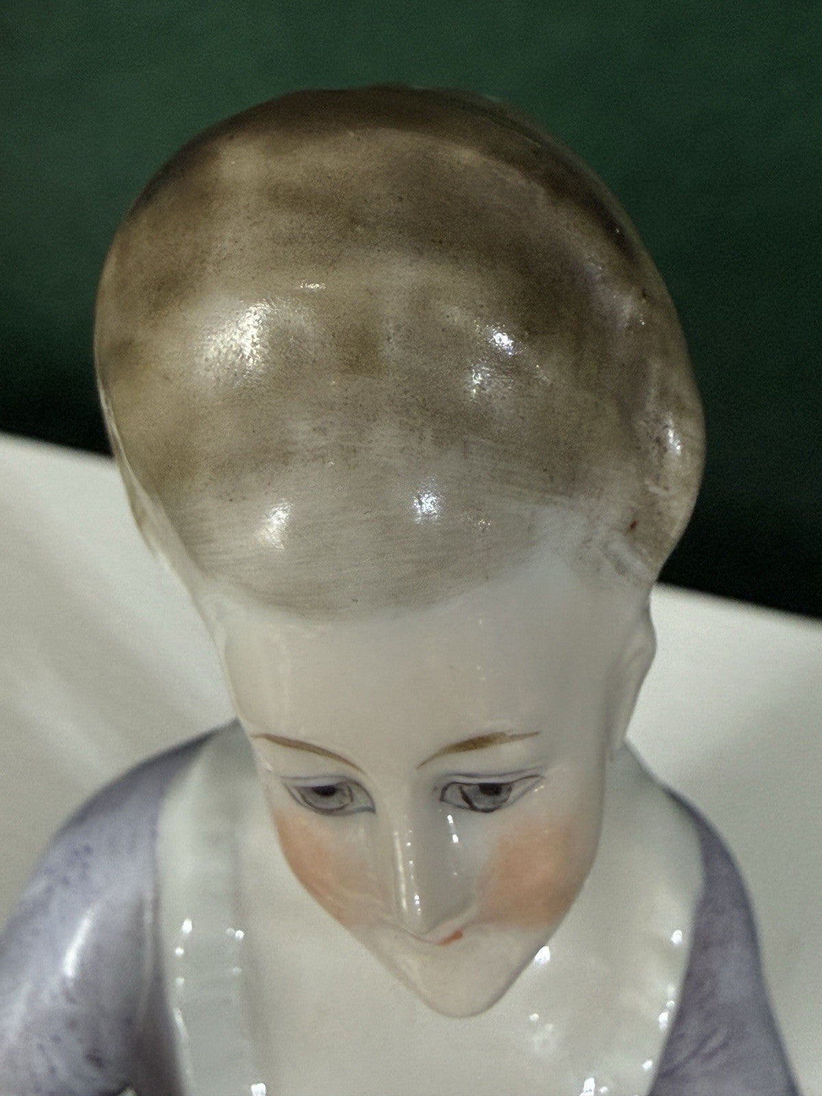 Antique German Porcelain Volkstedt Rudolstadt 3 3/4” Half Doll Pin Cushion