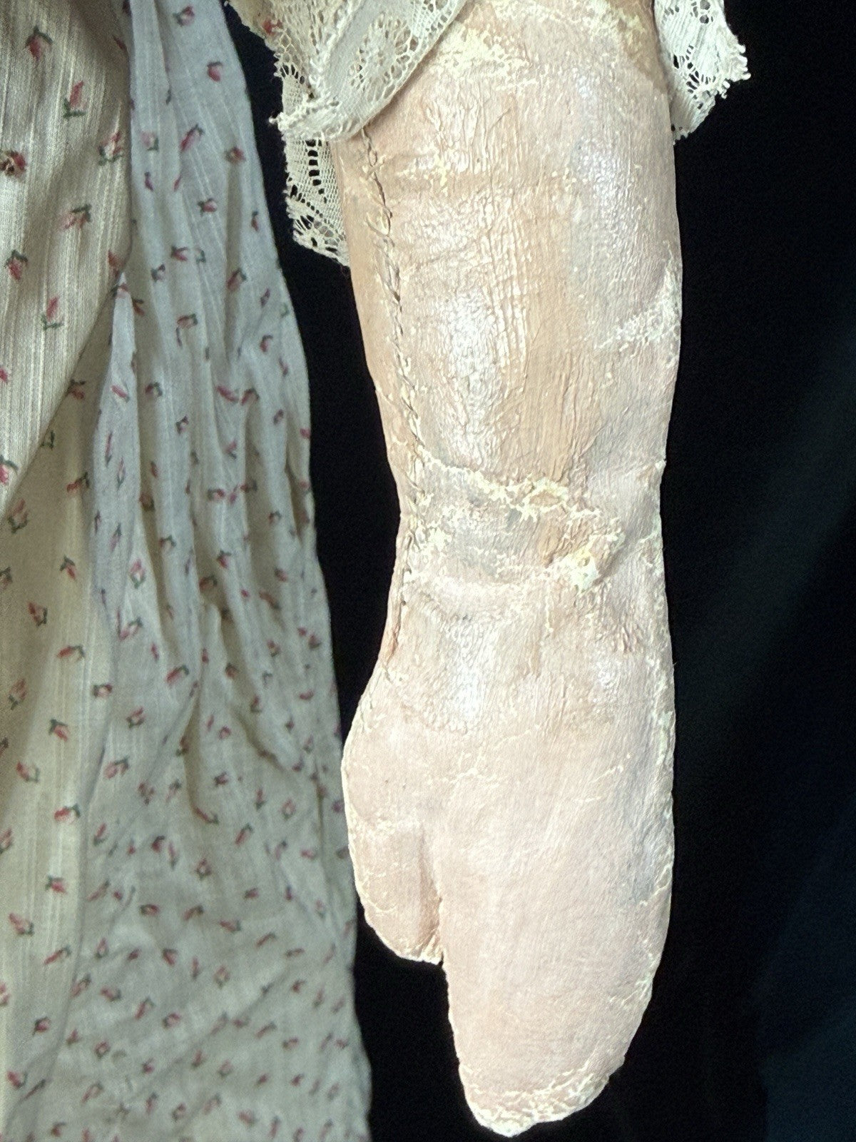 Unidentified Antique (?) Old Lady 26” Cloth/Leather Doll