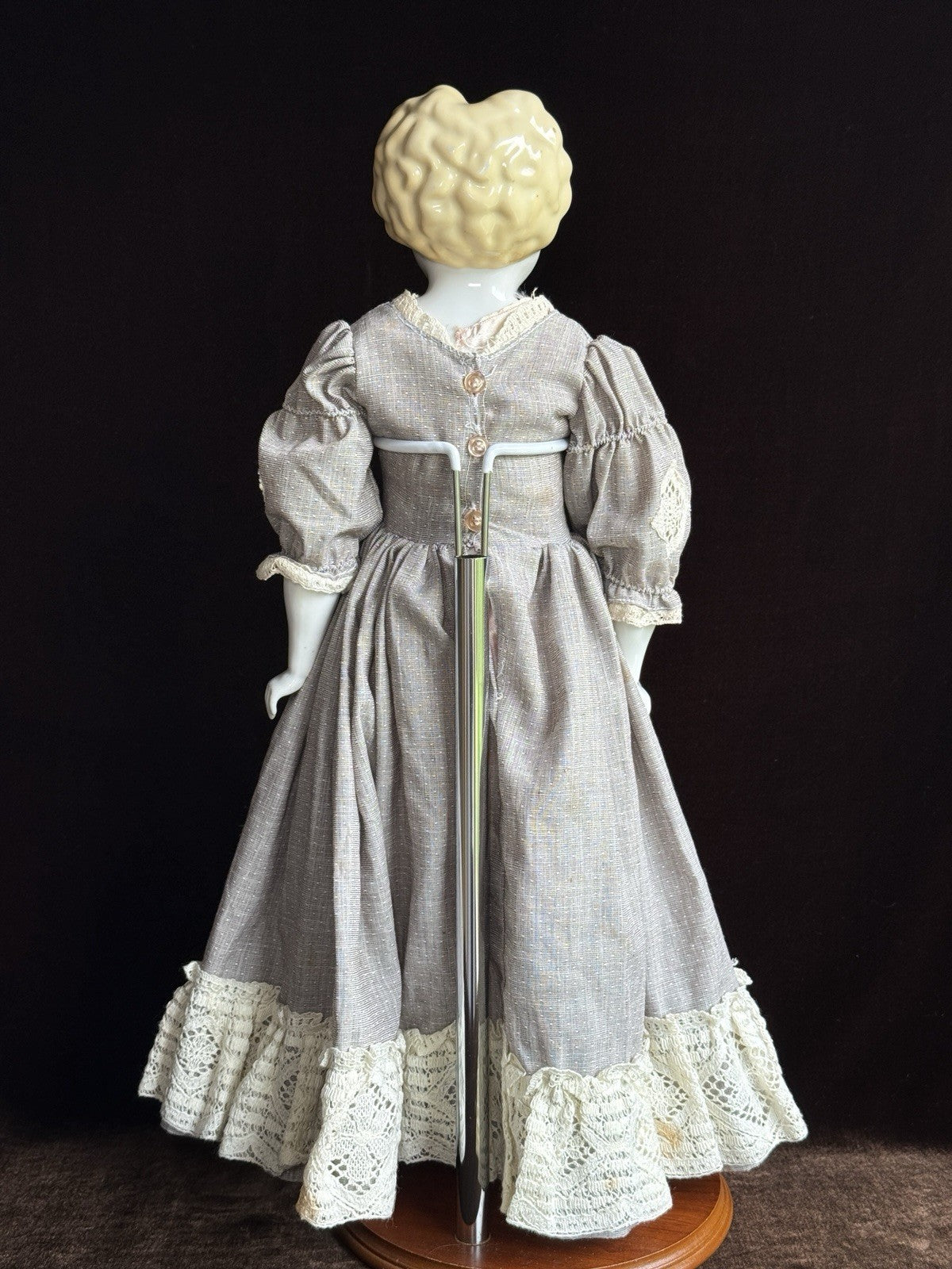Antique German 21” Highbrow Blonde China Doll