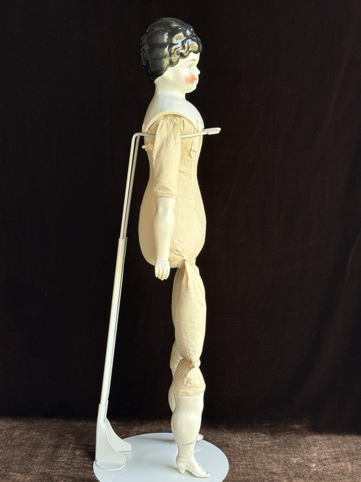 Antique German Hertwig 24” Lowbrow China Head Doll