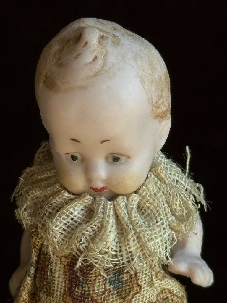 Antique German Hertwig Miniature 2.25" All Bisque Dollhouse Doll