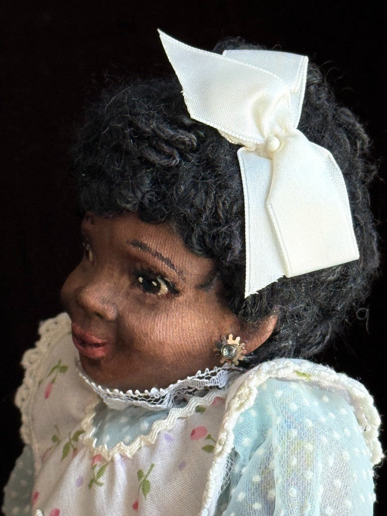 Vintage 11" Frances Ravca African American Artist Cloth Doll with Raggedy + Tag