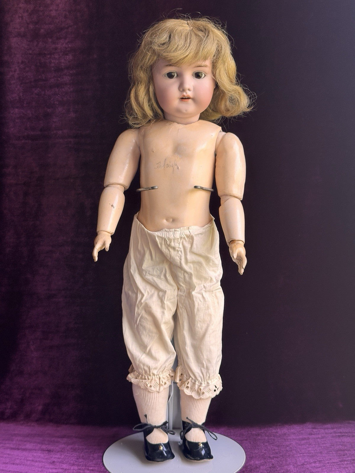 Antique German Armand Marseille 23” Princess Doll Bisque Head Composition Body