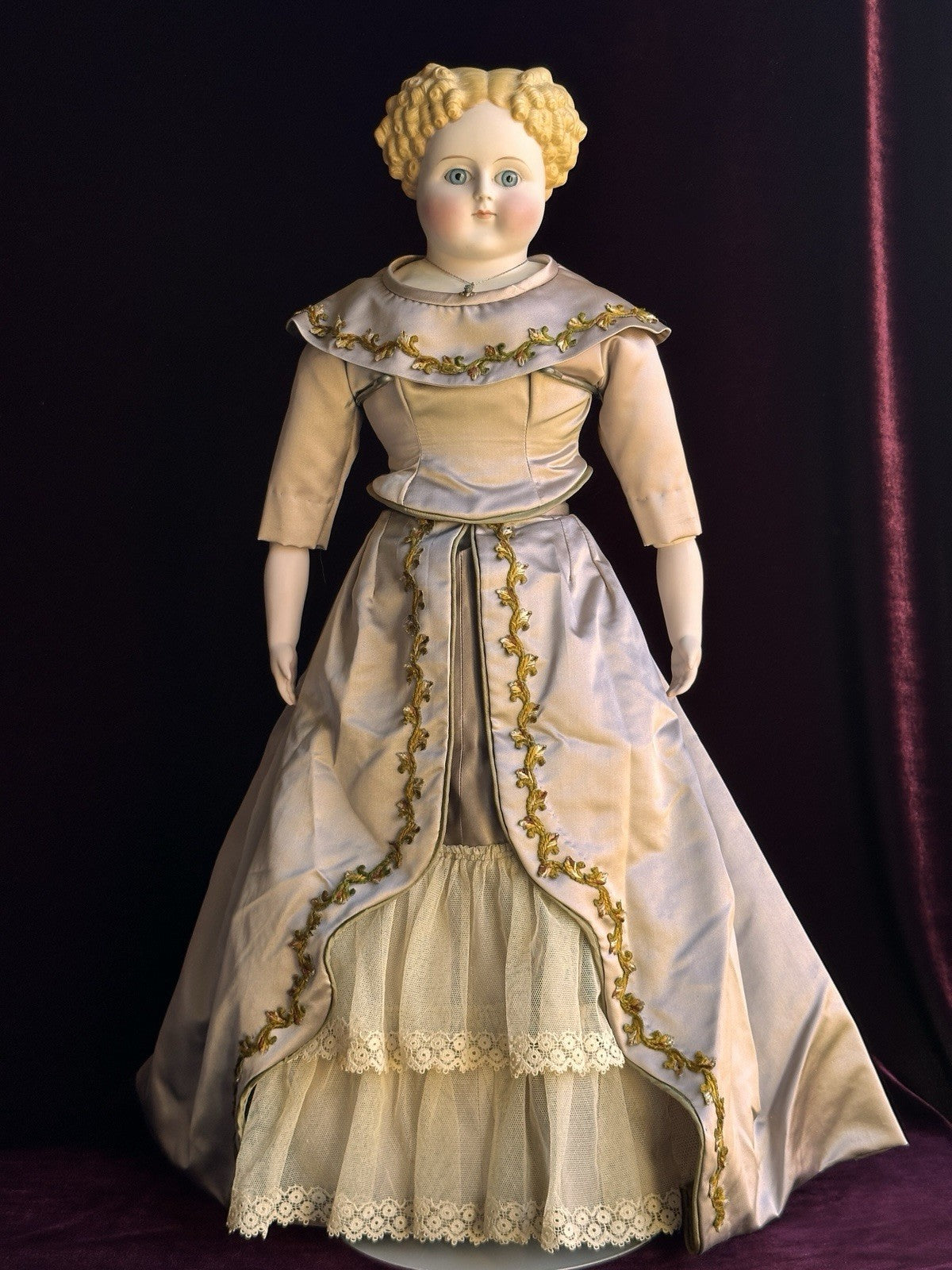 Large Antique German 26” ABG (?) Bisque Parian China Fashion Doll w/ Glass Eyes