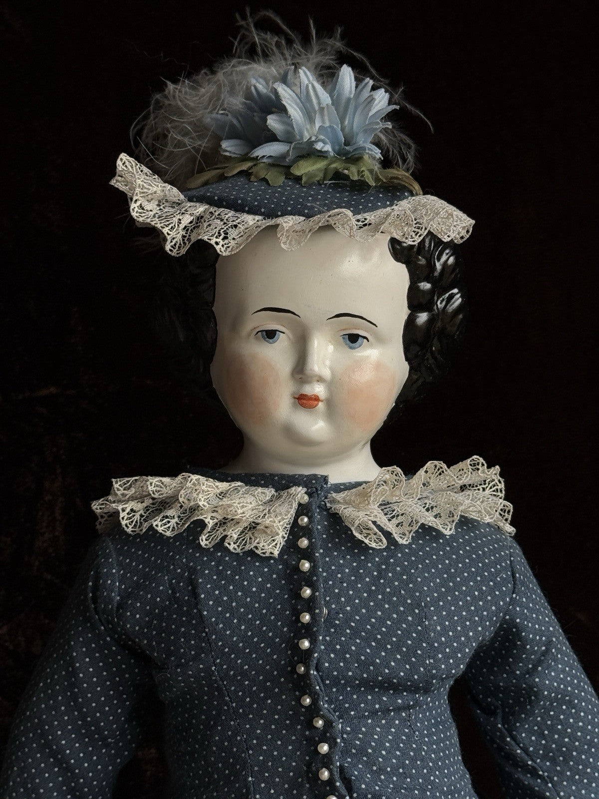 Vintage 22” Reproduction of Antique German Flat Top China Doll