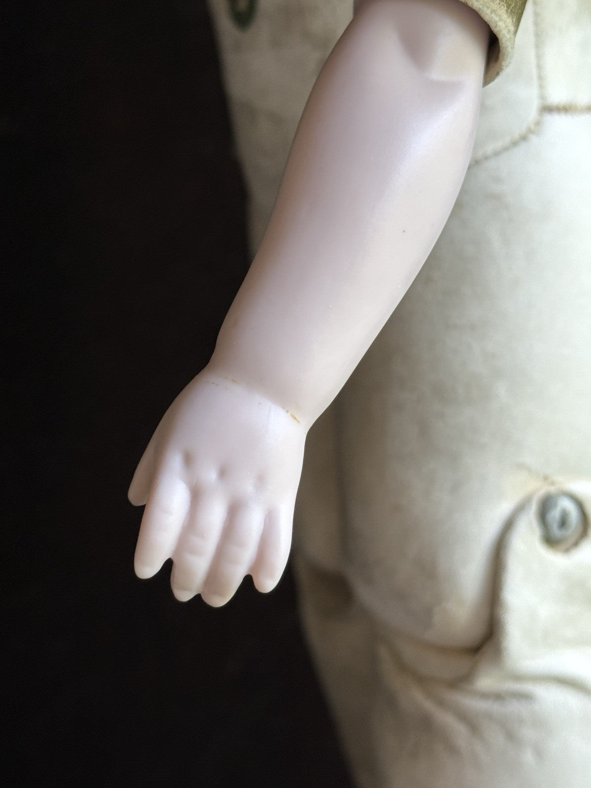 Antique German 23” Armand Marseille 370 Bisque Shoulder Head Leather Body Doll