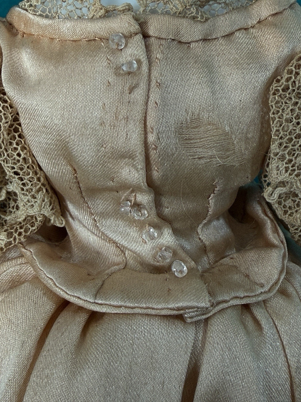 Antique German 8” Bisque Cloth Miniature Dollhouse China Doll