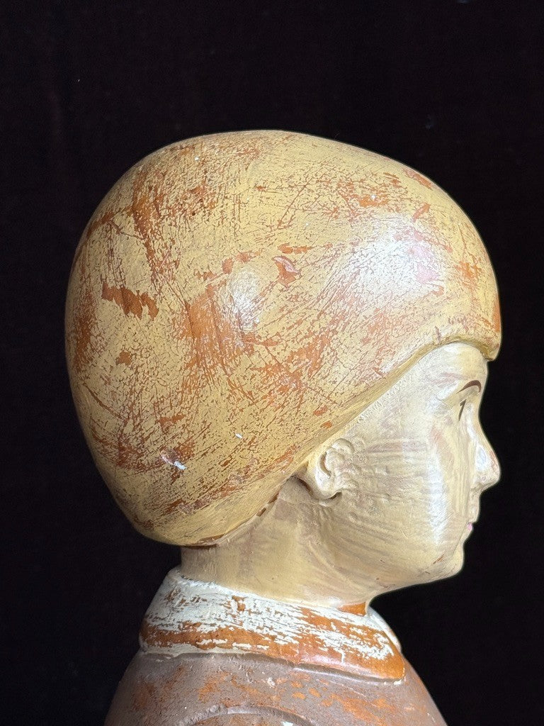 Vintage European 18” Folk Art Wood Carved Figurine of Boy Doll