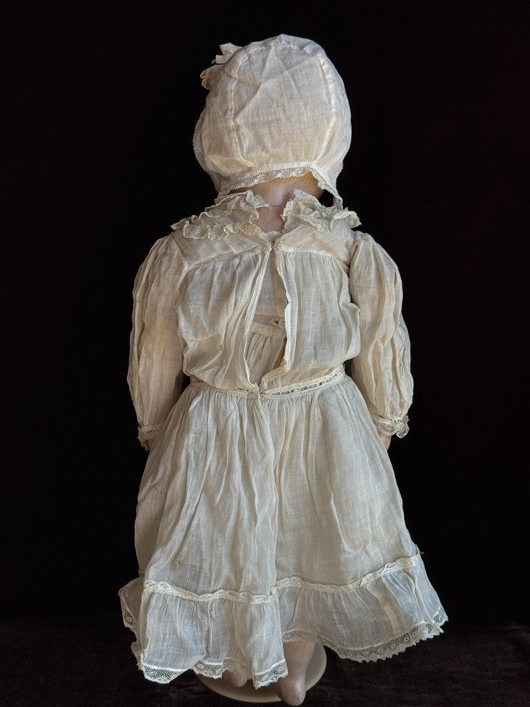 Antique American Martha Chase 20" Oil Painted Cloth Rag Baby Doll