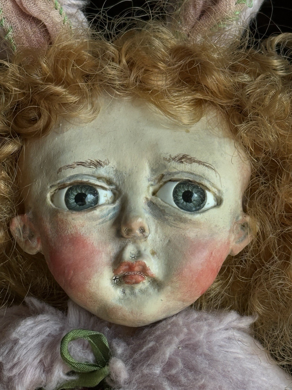 OOAK Contemporary 10.5” Lithuanian Artist Mixed Media Girl Doll with Stand & Tag
