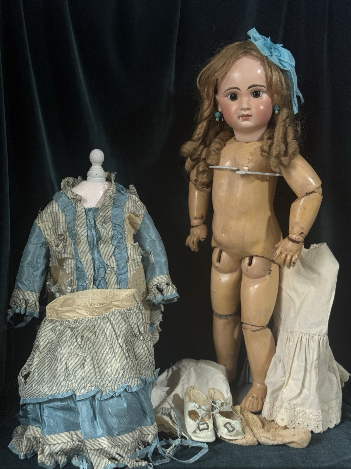 Antique French Tete JUMEAU 27” Doll Bisque Head Composition Body - Restored