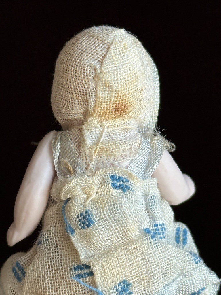 Antique German 2.5" Hertwig Miniature All Bisque Baby Doll with Open Mouth