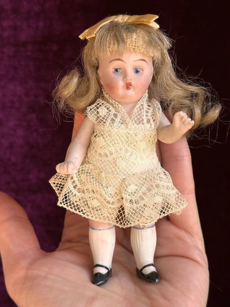 Antique German 4.5” Kestner All Bisque Mignonette Doll Closed Mouth