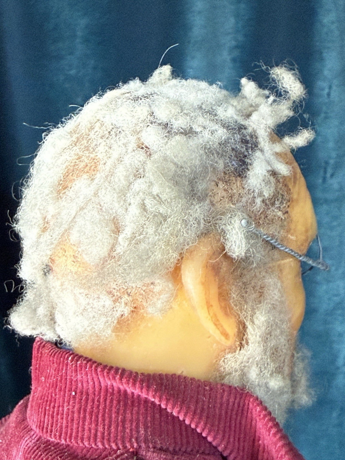 Unidentified Antique Old Men In The Wooden Chair Wax Doll