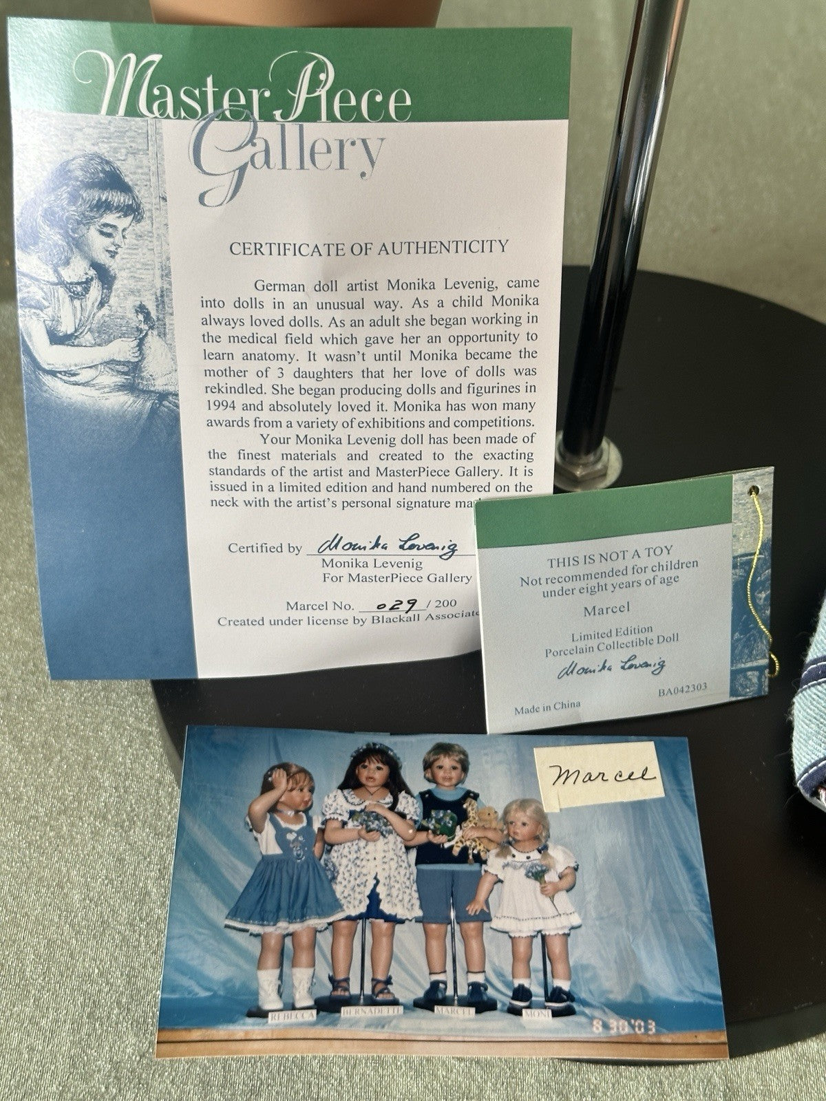 Artist Porcelain 33” Doll “Marcel” by Monika Levenig LE 200 Tag/COA