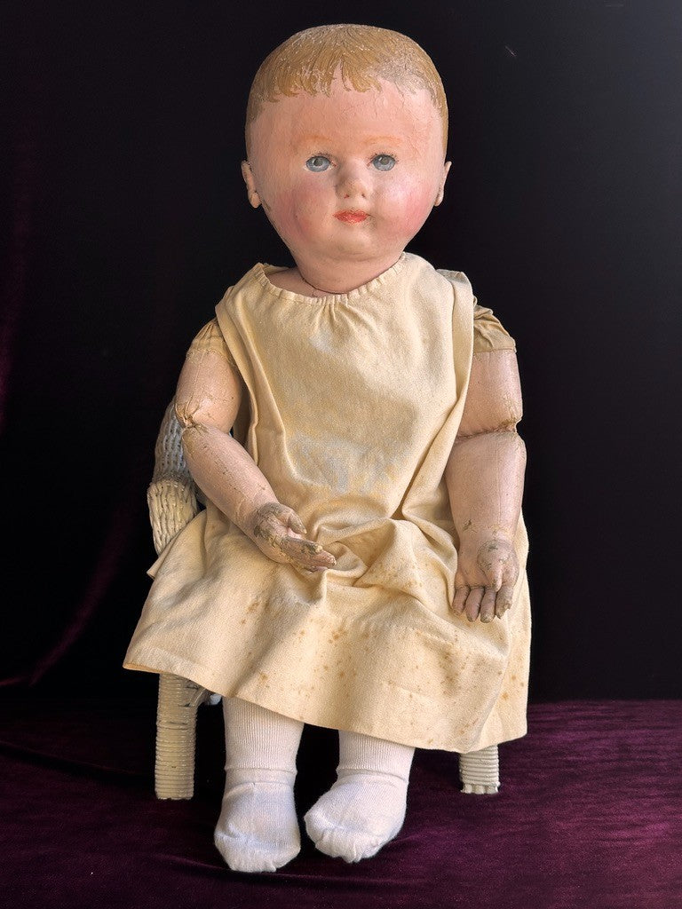 Large Antique American Martha Chase 25" Oil Painted Cloth Baby Doll