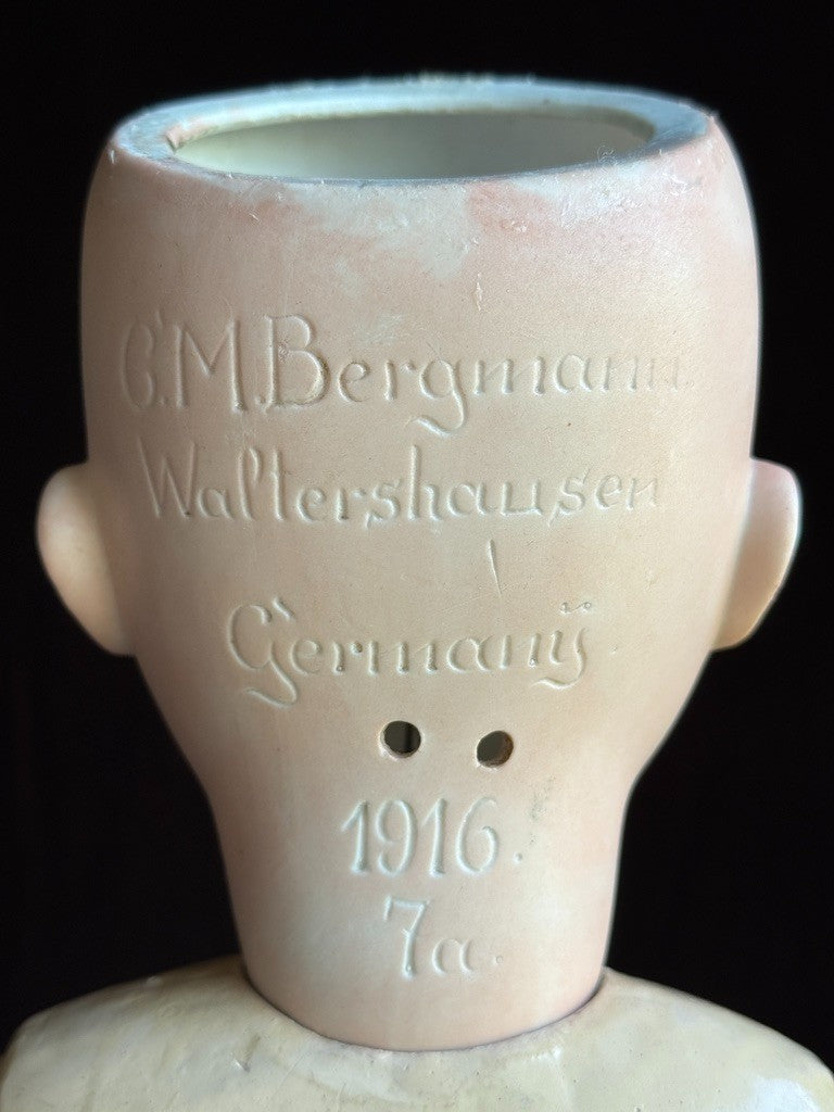 Antique German 24” C.M. Bergmann Waltershausen 1916 Bisque Head Doll