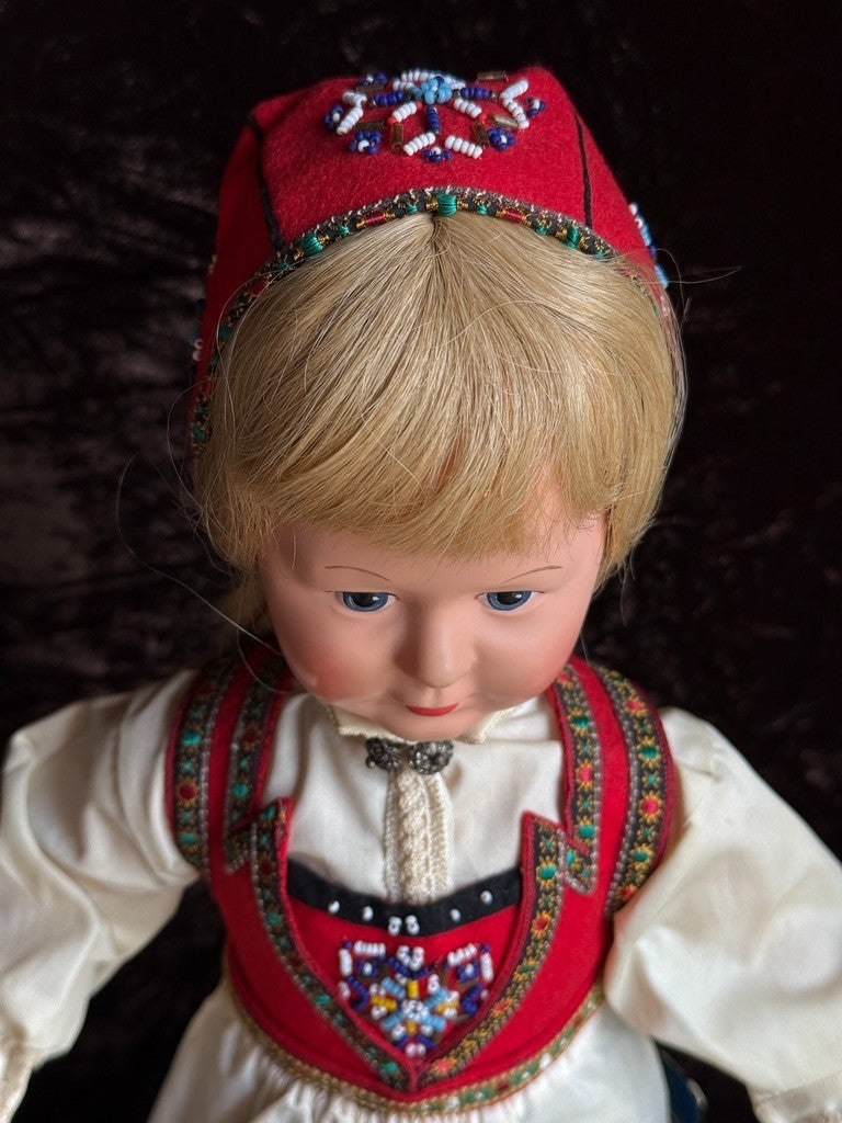 Lot of 2 Vintage Norwegian Ronnaug Petterssen Celluloid and Felt Dolls
