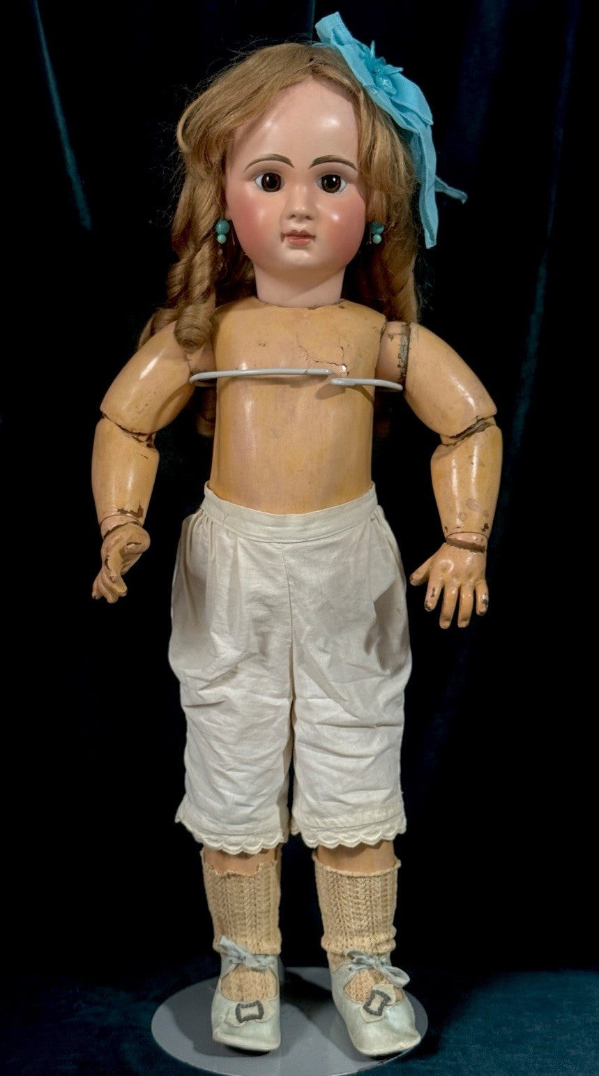 Antique French Tete JUMEAU 27” Doll Bisque Head Composition Body - Restored