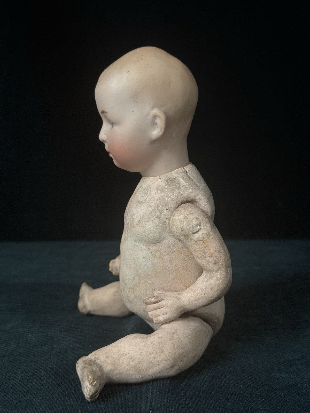 Antique German Gebruder Heubach 7602 Bisque Head Composition Body Boy 9” Doll