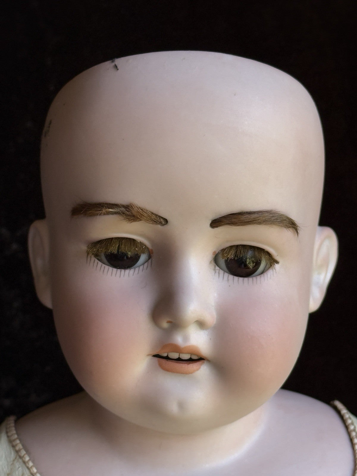 Antique German 23” Armand Marseille 370 Bisque Shoulder Head Leather Body Doll