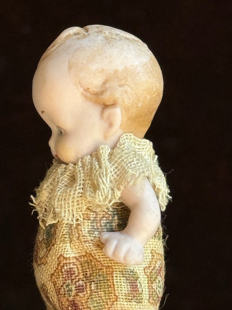 Antique German Hertwig Miniature 2.25" All Bisque Dollhouse Doll