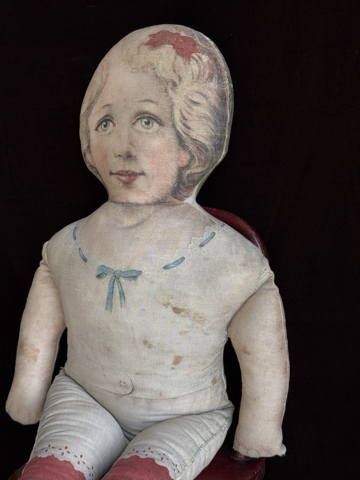 Antique Large 25” Art Fabric Mills Merrie Marie Lithograph Cloth Rag Doll