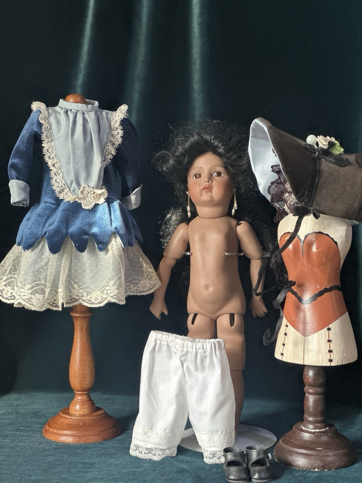 Vintage All Porcelain Reproduction of Antique French Bru Jne 13” Doll