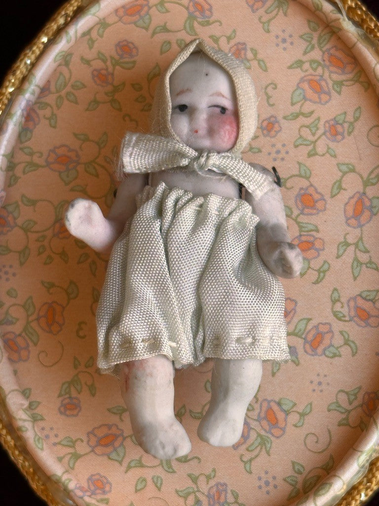 Lot of 2 Miniature 2.75" Antique All Bisque Baby Dollhouse Dolls Made in Japan