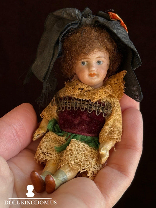 Antique French 3.75” SFBJ 301 Bisque Head Dollhouse Doll
