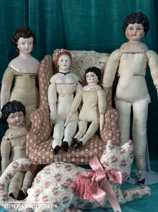 Lot Of 5 Reproduction of Antique German China 12”, 16”, 18” Dolls