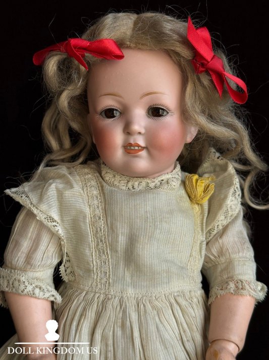 Very Rare Antique German 14.5” Kestner 185 Bisque Head Smiling Girl Doll