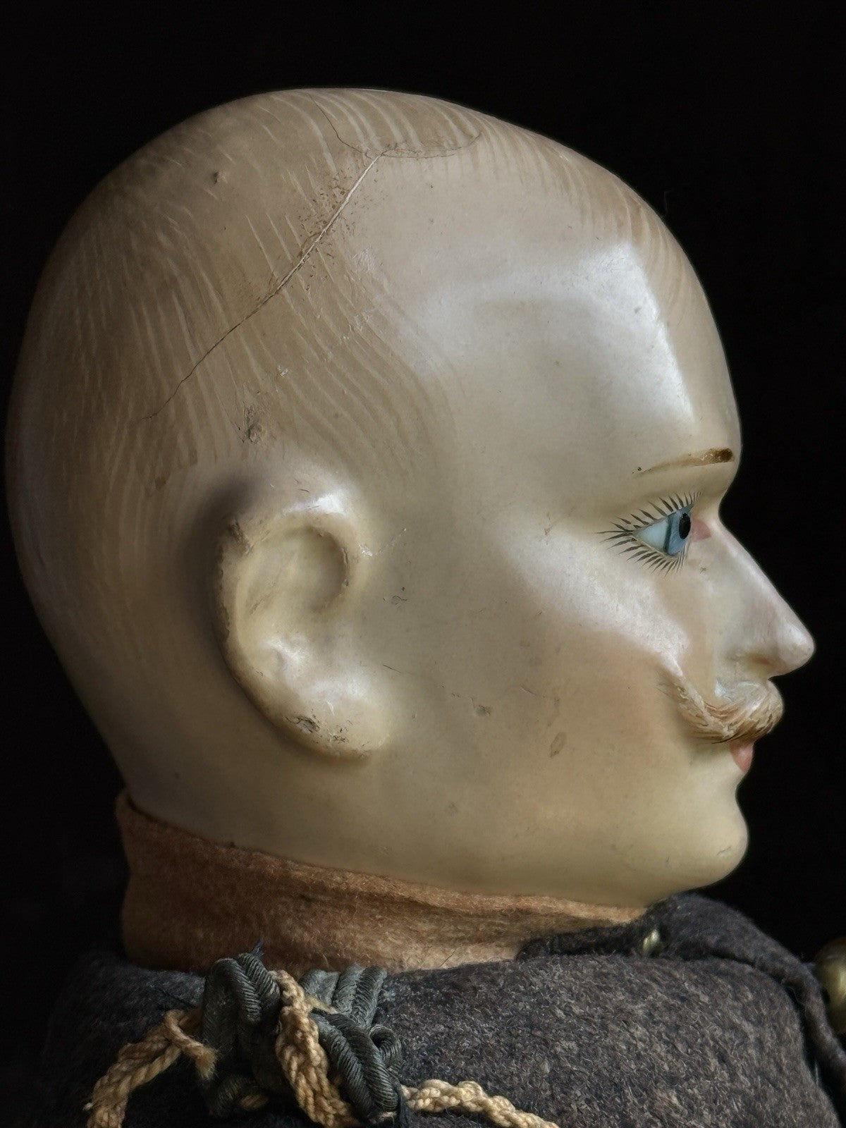 Rare Antique French Soldier 18.5” Papier Mache Composition Character Doll