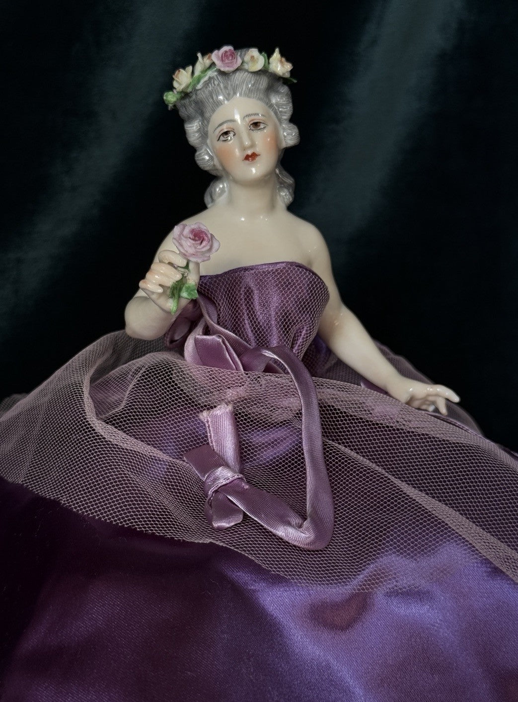 Rare Antique German Dressel & Kister 4 3/4” Half Doll Pin Cushion - Damaged
