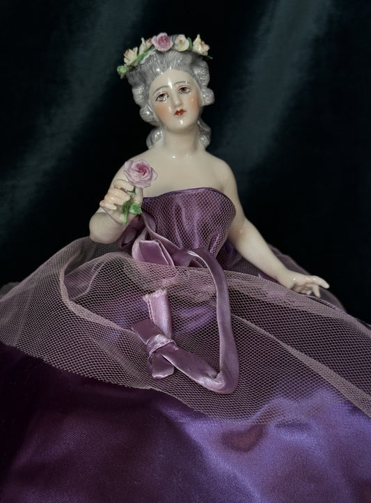Rare Antique German Dressel & Kister 4 3/4” Half Doll Pin Cushion - Damaged
