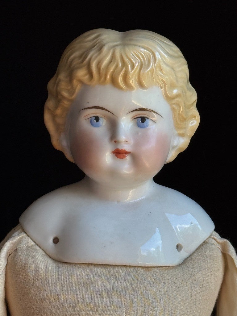 Antique German 21.5” Highland Mary Blonde China Doll