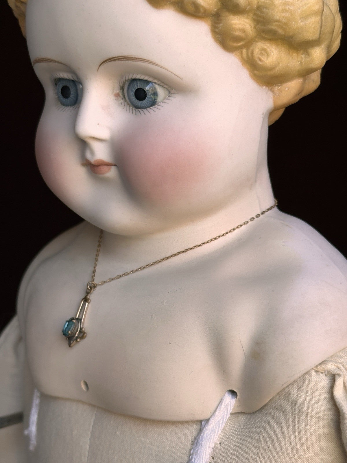 Large Antique German 26” ABG (?) Bisque Parian China Fashion Doll w/ Glass Eyes